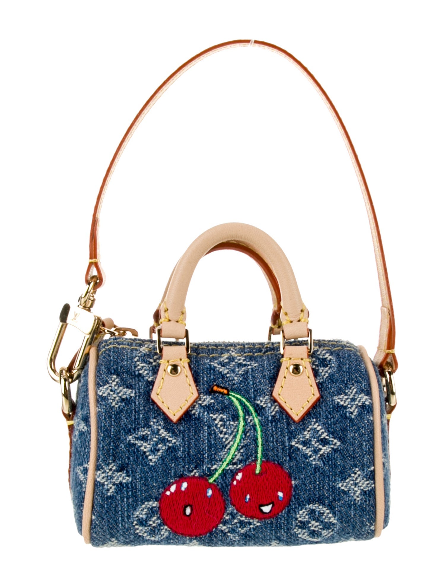 Louis Vuitton LV x TM Micro Speedy Denim Cerise Bag Charm w/ Tags