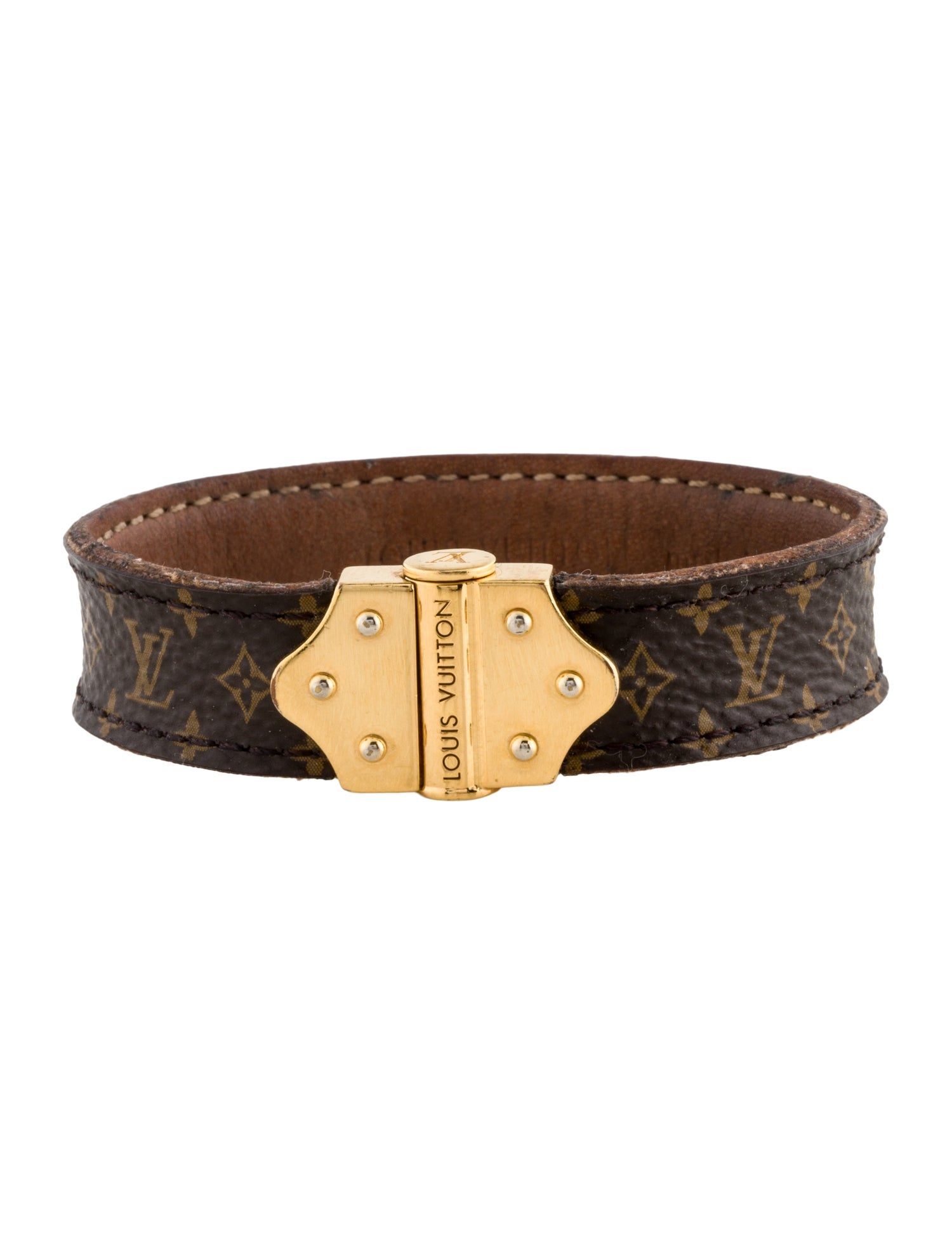 Louis Vuitton Leather Nano Monogram Wrap Bracelet
