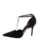 Louis Vuitton Suede Crystal Embellishments T-Strap Pumps