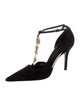 Louis Vuitton Suede Crystal Embellishments T-Strap Pumps