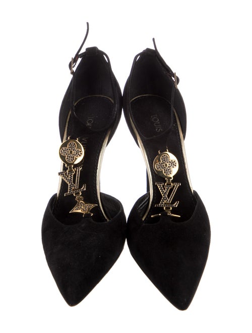 Louis Vuitton Suede Crystal Embellishments T-Strap Pumps