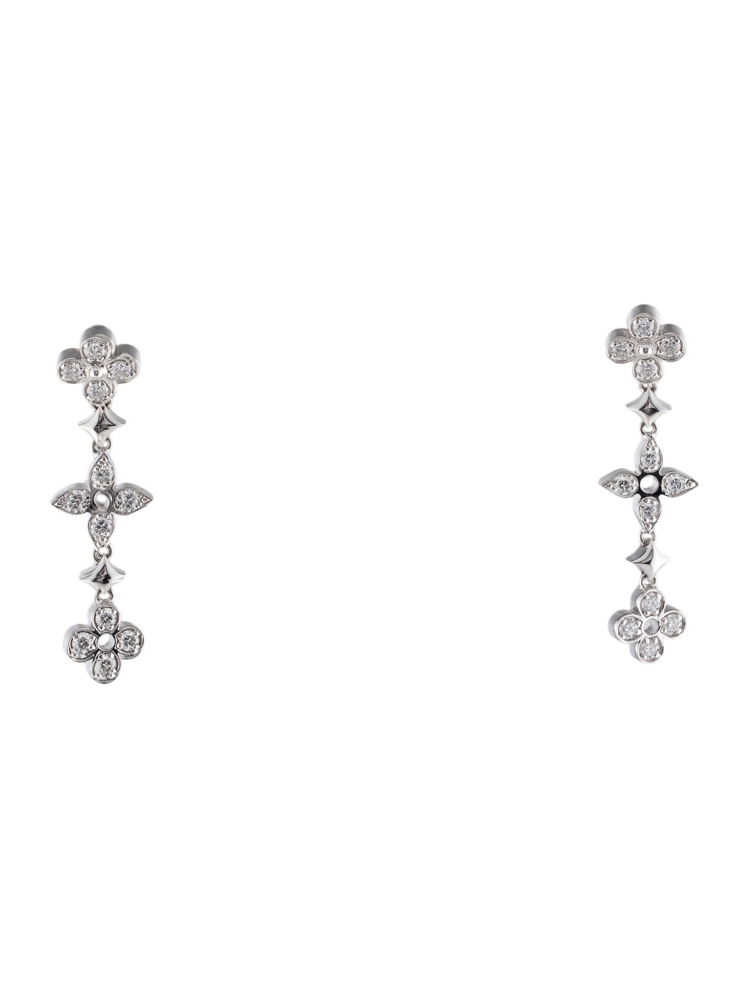 Louis Vuitton 18K Diamond Dentelle One Row Earrings