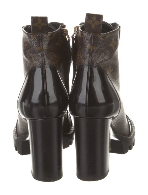 Louis Vuitton LV Monogram Leather Trim Embellishment Lace-Up Boots