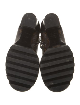 Louis Vuitton LV Monogram Leather Trim Embellishment Lace-Up Boots