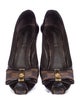 Louis Vuitton Damier Ebene Pattern Patent Leather Pumps