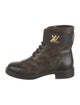 Louis Vuitton LV Monogram Leather Trim Embellishment Combat Boots