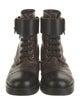 Louis Vuitton LV Monogram Leather Trim Embellishment Combat Boots