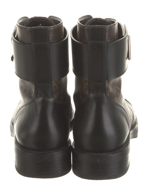 Louis Vuitton LV Monogram Leather Trim Embellishment Combat Boots