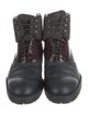 Louis Vuitton Leather Tweed Pattern Lace-Up Boots