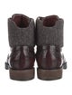 Louis Vuitton Leather Tweed Pattern Lace-Up Boots