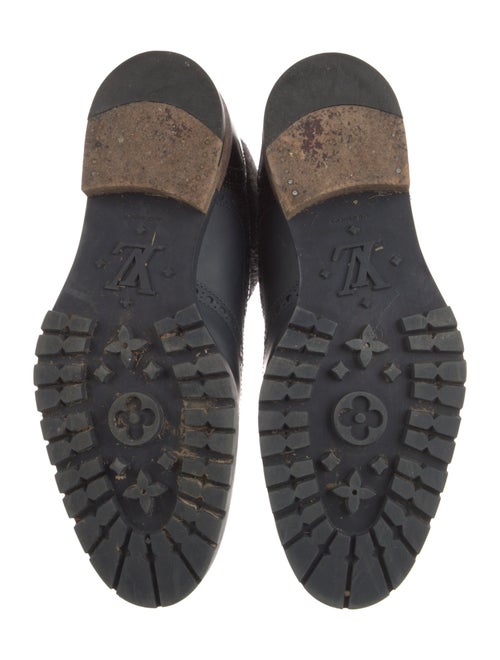 Louis Vuitton Leather Tweed Pattern Lace-Up Boots