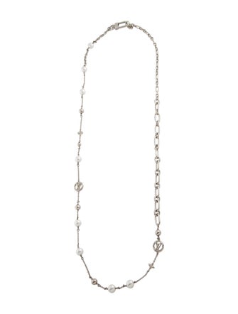 Louis Vuitton Faux Pearl LV Mix Chains Necklace