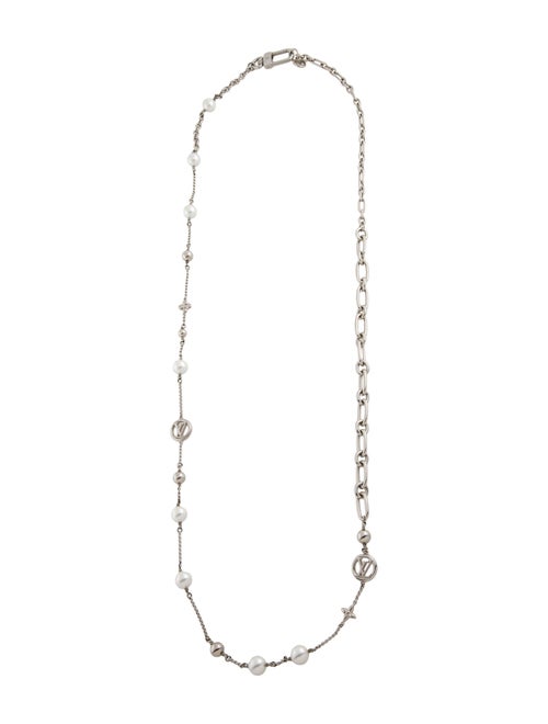 Louis Vuitton Faux Pearl LV Mix Chains Necklace