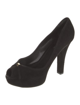Louis Vuitton Suede Cutout Accent Pumps