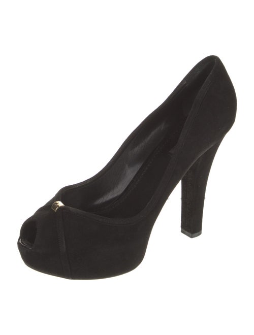 Louis Vuitton Suede Cutout Accent Pumps