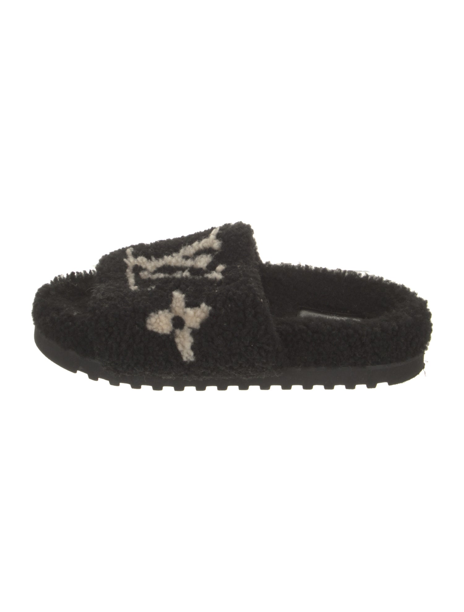Louis Vuitton LV Monogram Shearling Slides