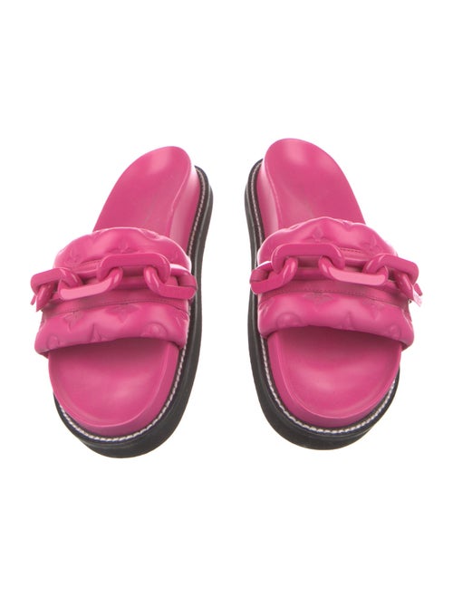 Louis Vuitton Leather Chain-Link Accents Slides