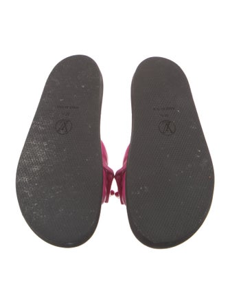 Louis Vuitton Leather Chain-Link Accents Slides