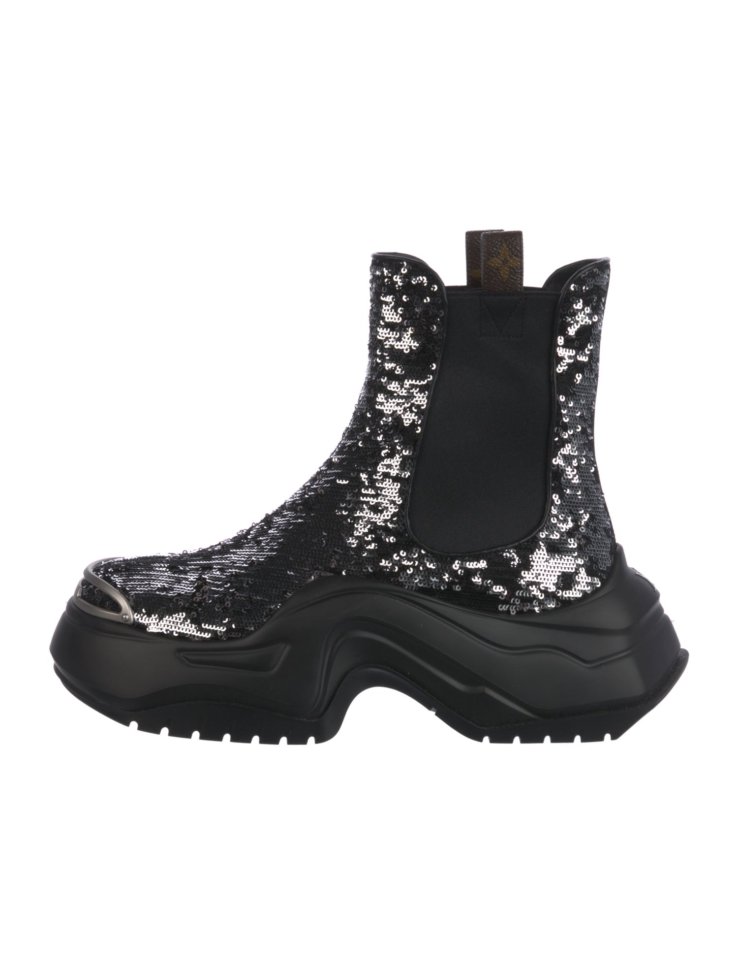 Louis Vuitton Sequins Sequin Embellishments Combat Boots w/ Tags