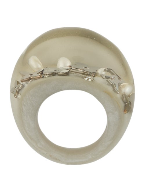 Louis Vuitton Faux Pearl, Crystal & Resin Inclusion Ring