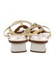 Louis Vuitton Leather Cutout Accent T-Strap Sandals