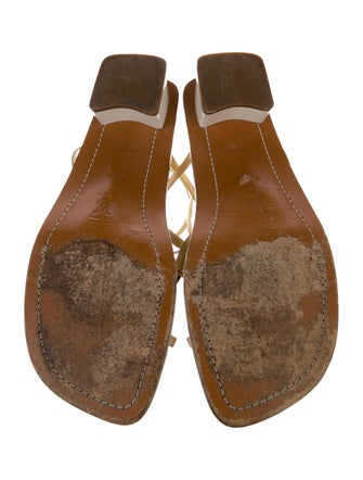 Louis Vuitton Leather Cutout Accent T-Strap Sandals