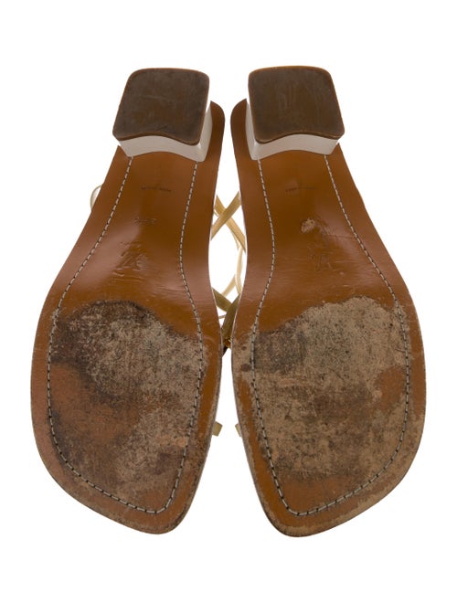 Louis Vuitton Leather Cutout Accent T-Strap Sandals