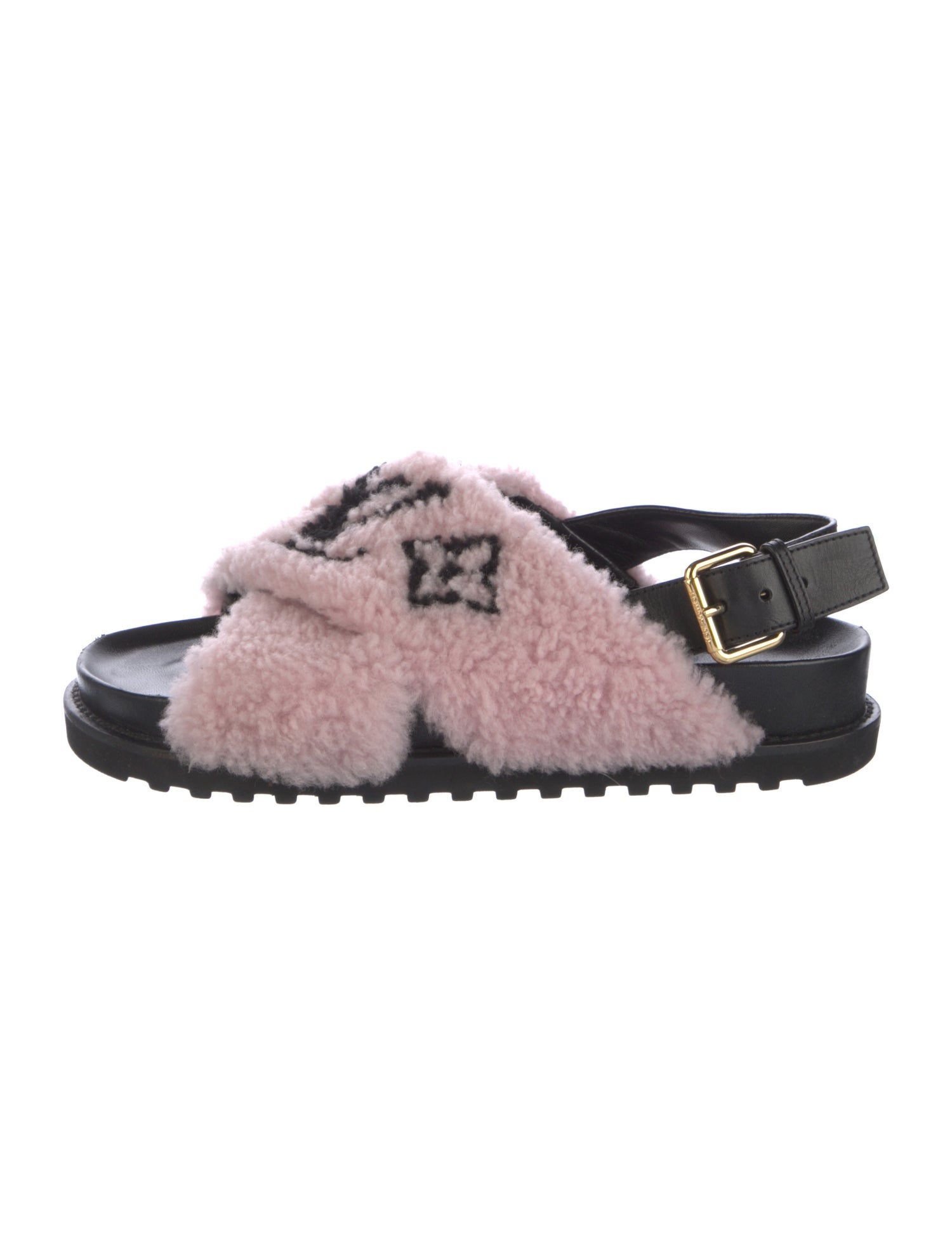 Louis Vuitton LV Monogram Shearling Slingback Sandals