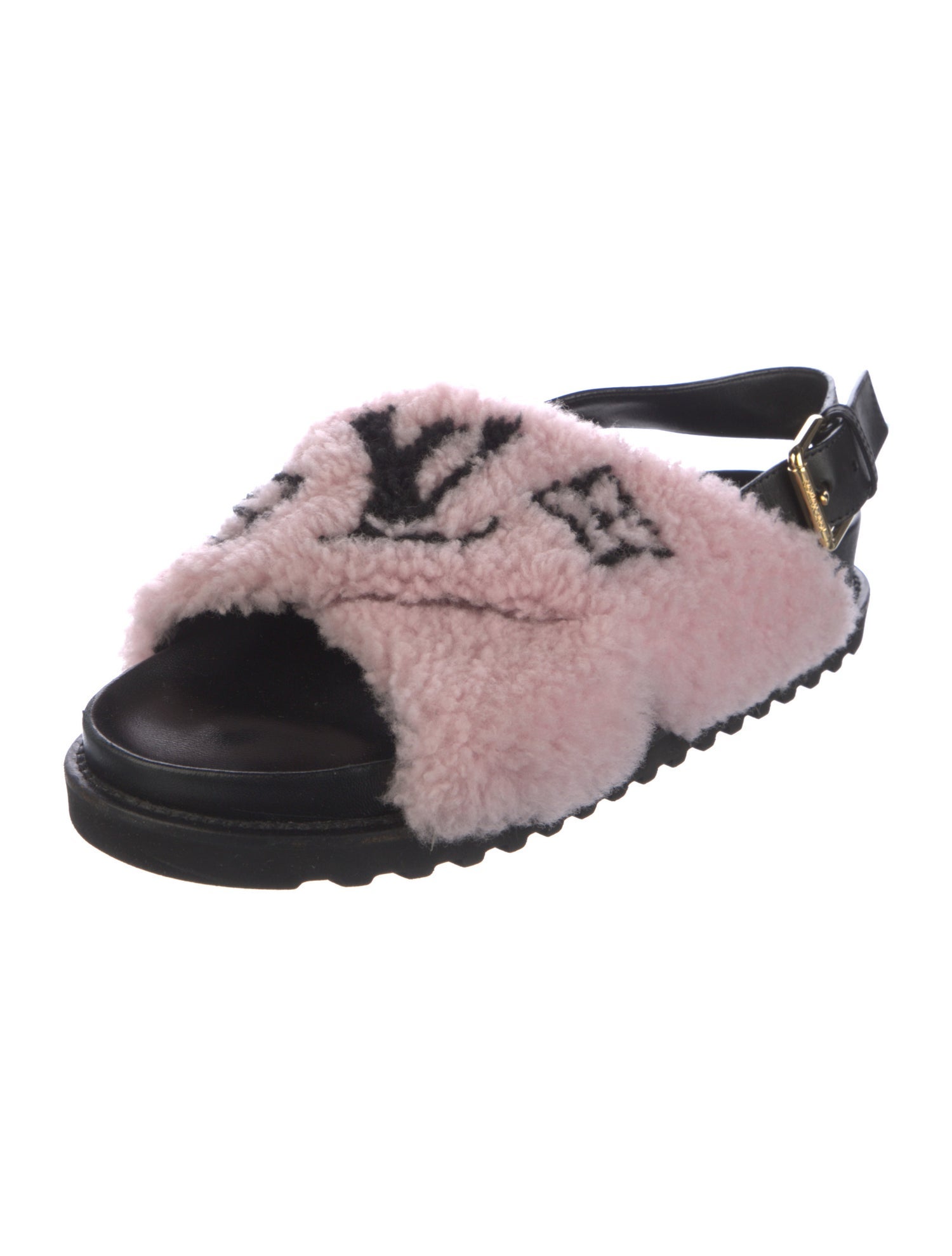 Louis Vuitton LV Monogram Shearling Slingback Sandals