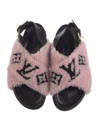 Louis Vuitton LV Monogram Shearling Slingback Sandals
