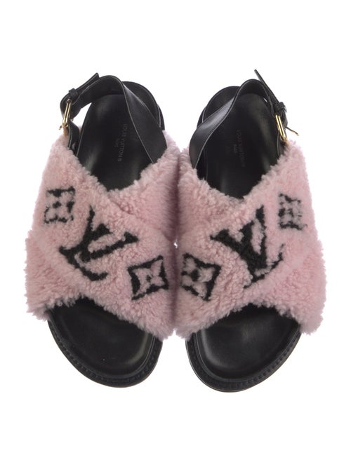 Louis Vuitton LV Monogram Shearling Slingback Sandals