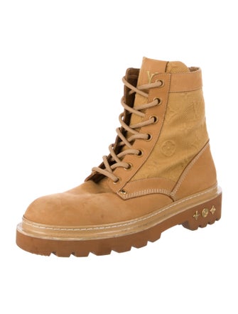 Louis Vuitton LV Monogram Suede Lace-Up Boots