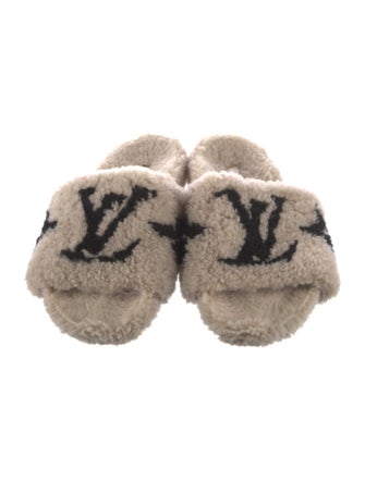 Louis Vuitton LV Monogram Shearling Slides