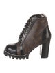Louis Vuitton LV Monogram Leather Trim Embellishment Lace-Up Boots