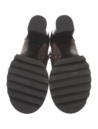 Louis Vuitton LV Monogram Leather Trim Embellishment Lace-Up Boots