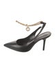 Louis Vuitton Leather Chain-Link Accents Slingback Pumps