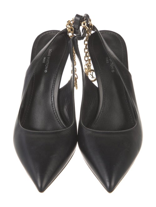 Louis Vuitton Leather Chain-Link Accents Slingback Pumps