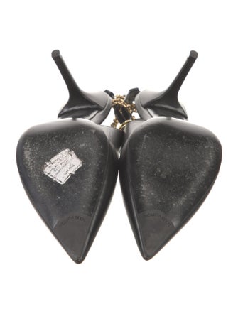 Louis Vuitton Leather Chain-Link Accents Slingback Pumps