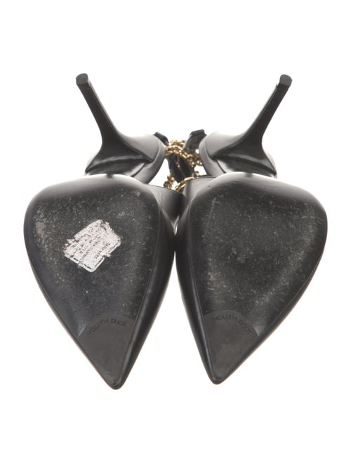 Louis Vuitton Leather Chain-Link Accents Slingback Pumps