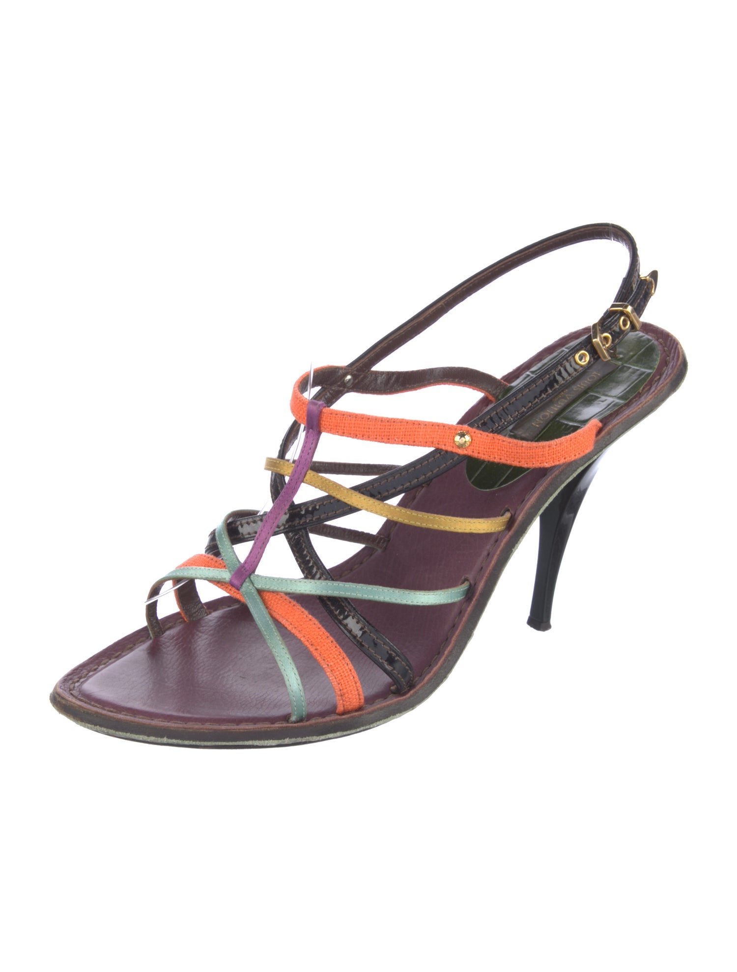 Louis Vuitton Leather Colorblock Pattern Slingback Sandals