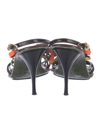 Louis Vuitton Leather Colorblock Pattern Slingback Sandals