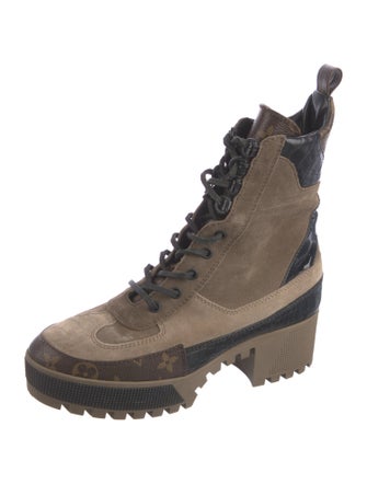 Louis Vuitton LV Monogram Suede Combat Boots