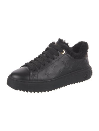 Louis Vuitton Leather Fur Trim Sneakers