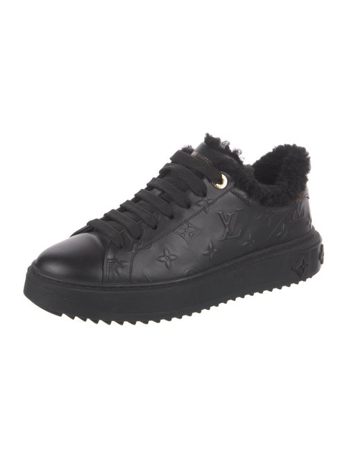 Louis Vuitton Leather Fur Trim Sneakers