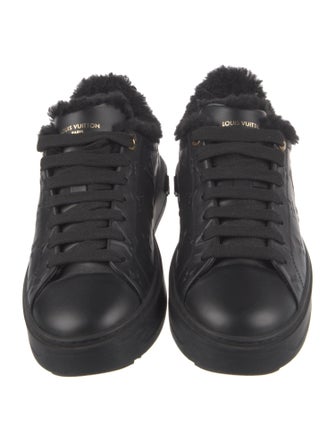 Louis Vuitton Leather Fur Trim Sneakers