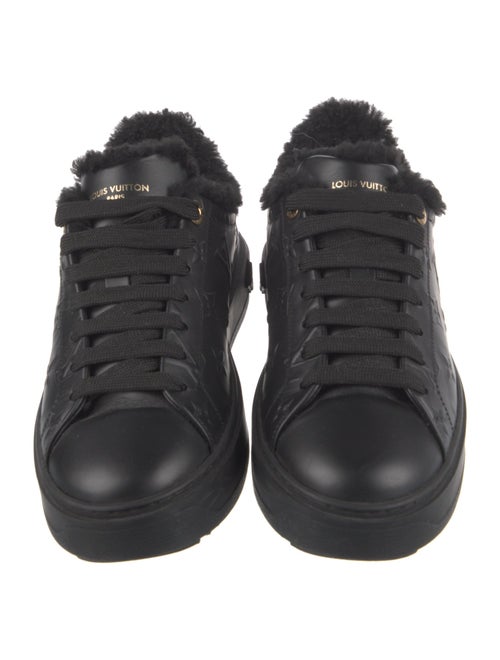 Louis Vuitton Leather Fur Trim Sneakers