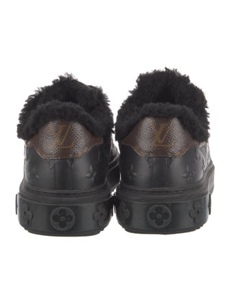 Louis Vuitton Leather Fur Trim Sneakers