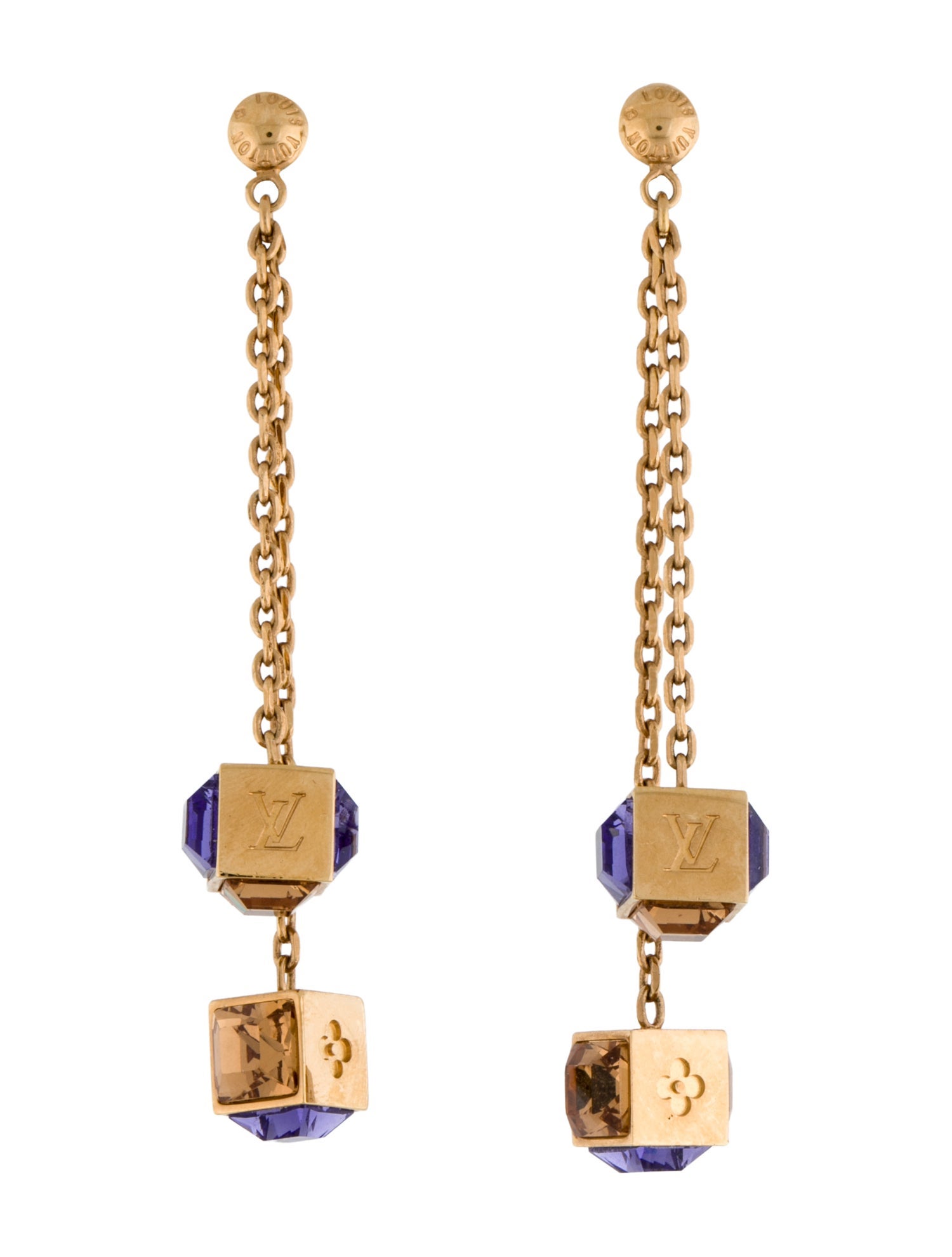 Louis Vuitton Crystal Gamble Drop Earrings