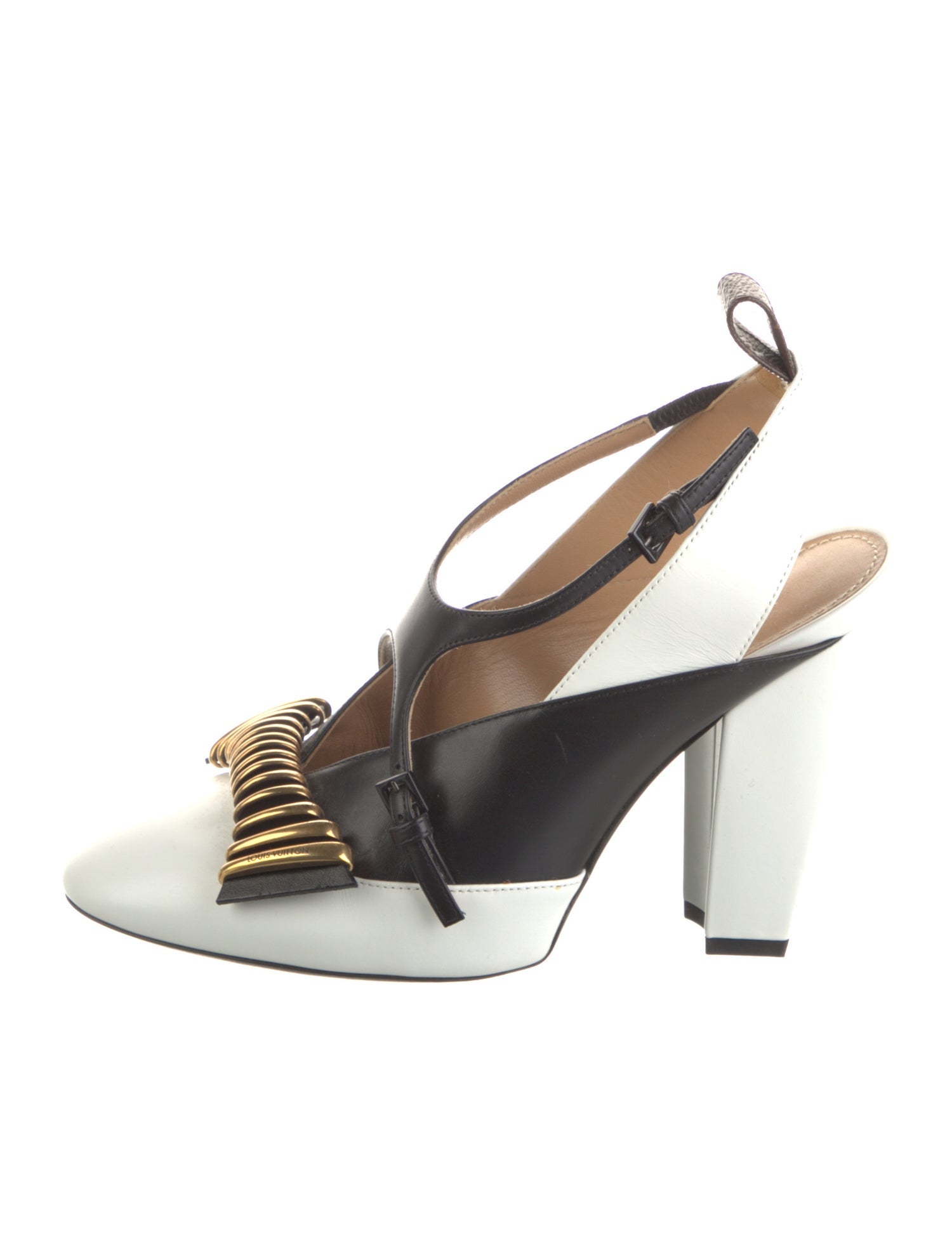 Louis Vuitton Monogram Pattern Leather Slingback Pumps