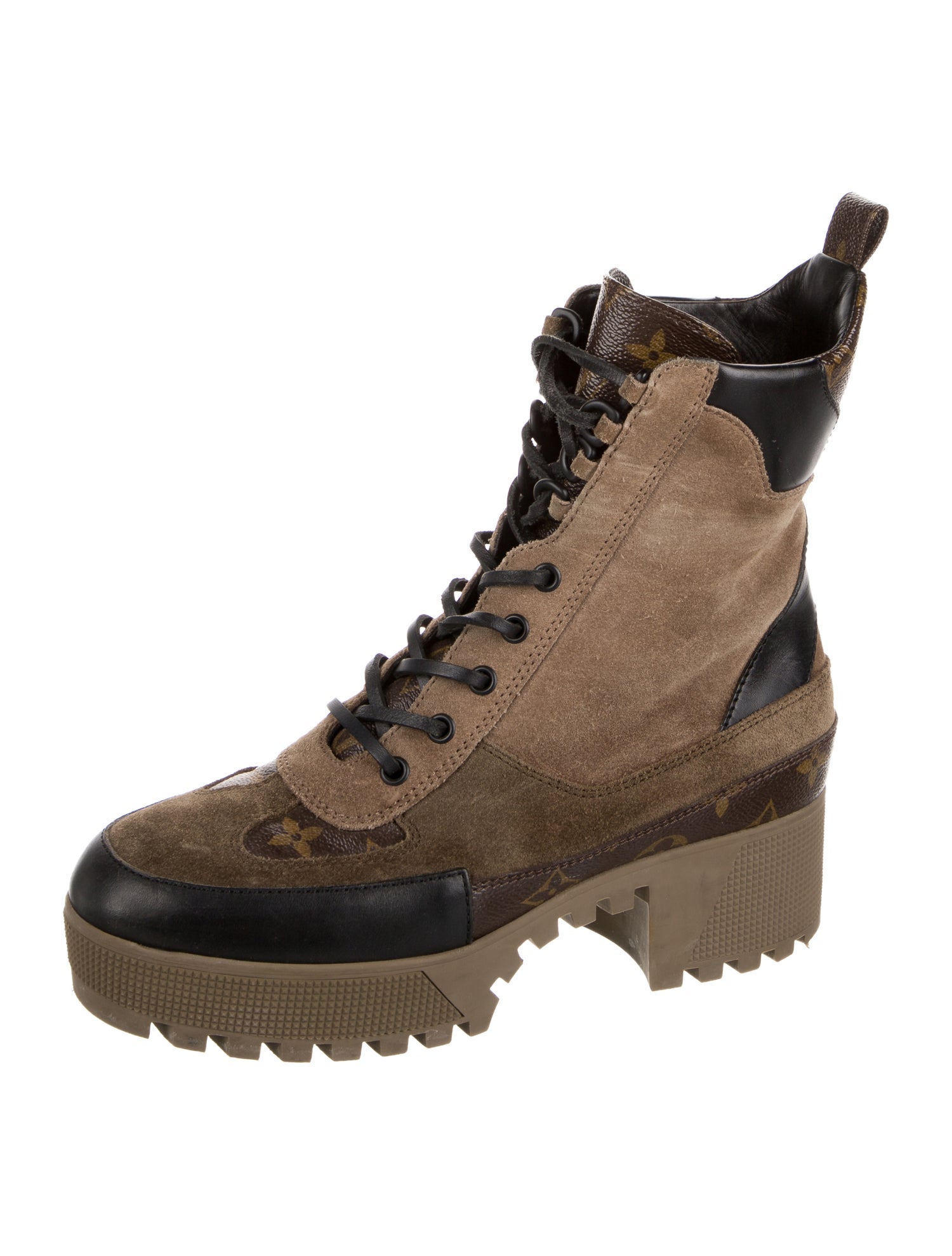 Louis Vuitton LV Monogram Suede Combat Boots